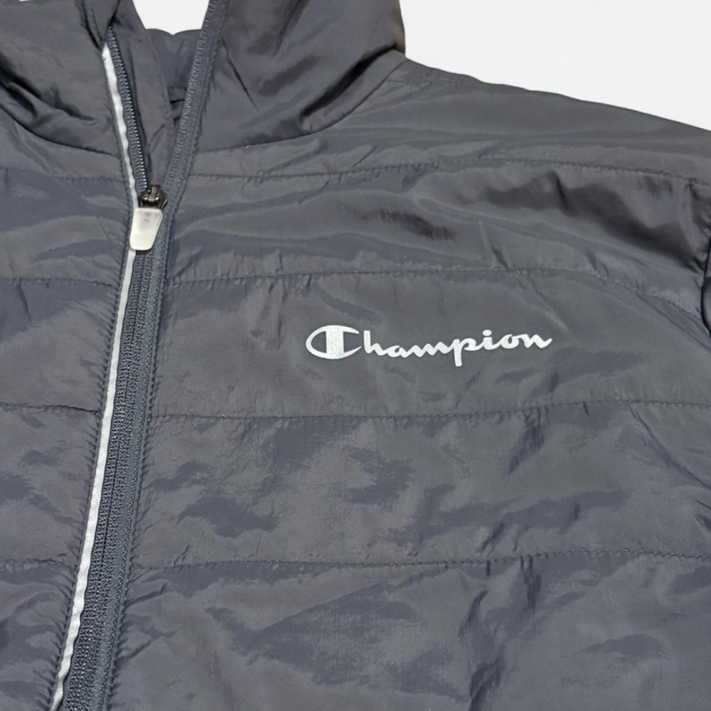 Champion Mixed Media Gray Quilted Hybrid Full-Zip Jacket Small - Picture 3 of 5